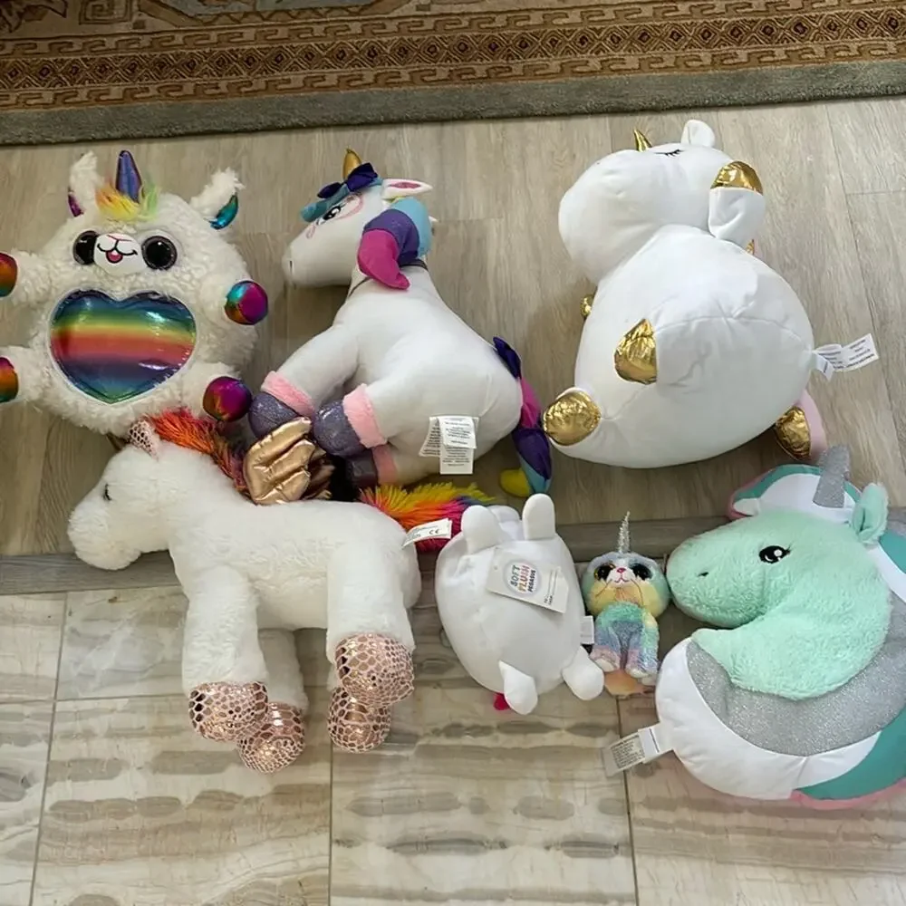 Unicorn plush bundle of mixed sizes brands colors all in euc or nwt set of 7